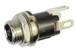 Voedingsconnector, vrouwelijk, recht, paneelbevestiging, verbreekcontact, soldeer ogen, Ø 5,5 x 2,5