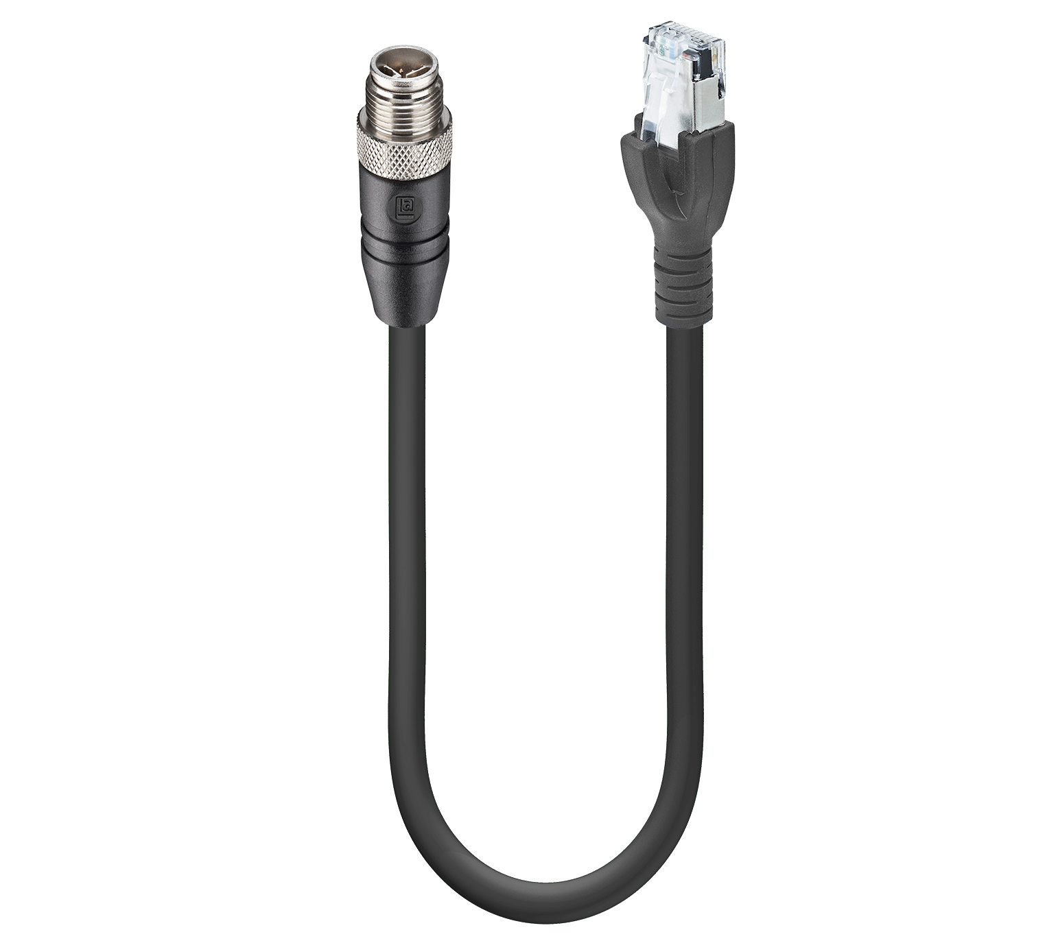 M12 X-code Gigabit Ethernet Cat7 dubbelzijdige kabel  RJ45.
