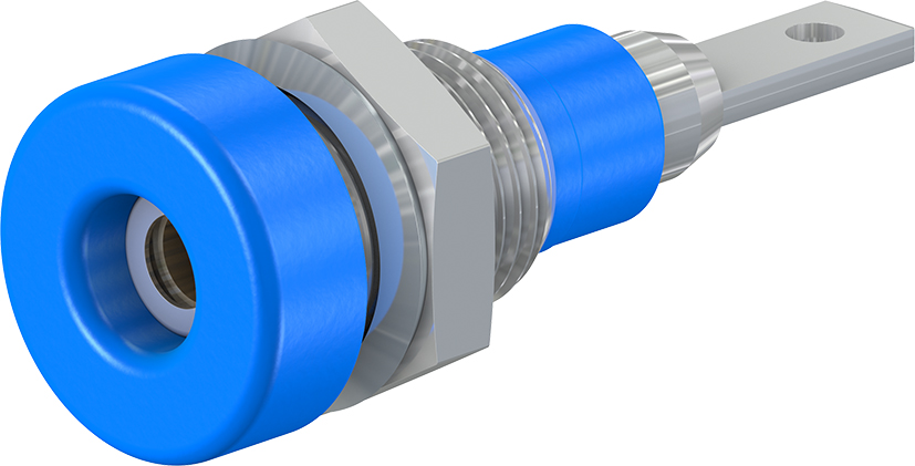 2 mm stekker blauw - LB-IF2R blauw - zeskantmoer