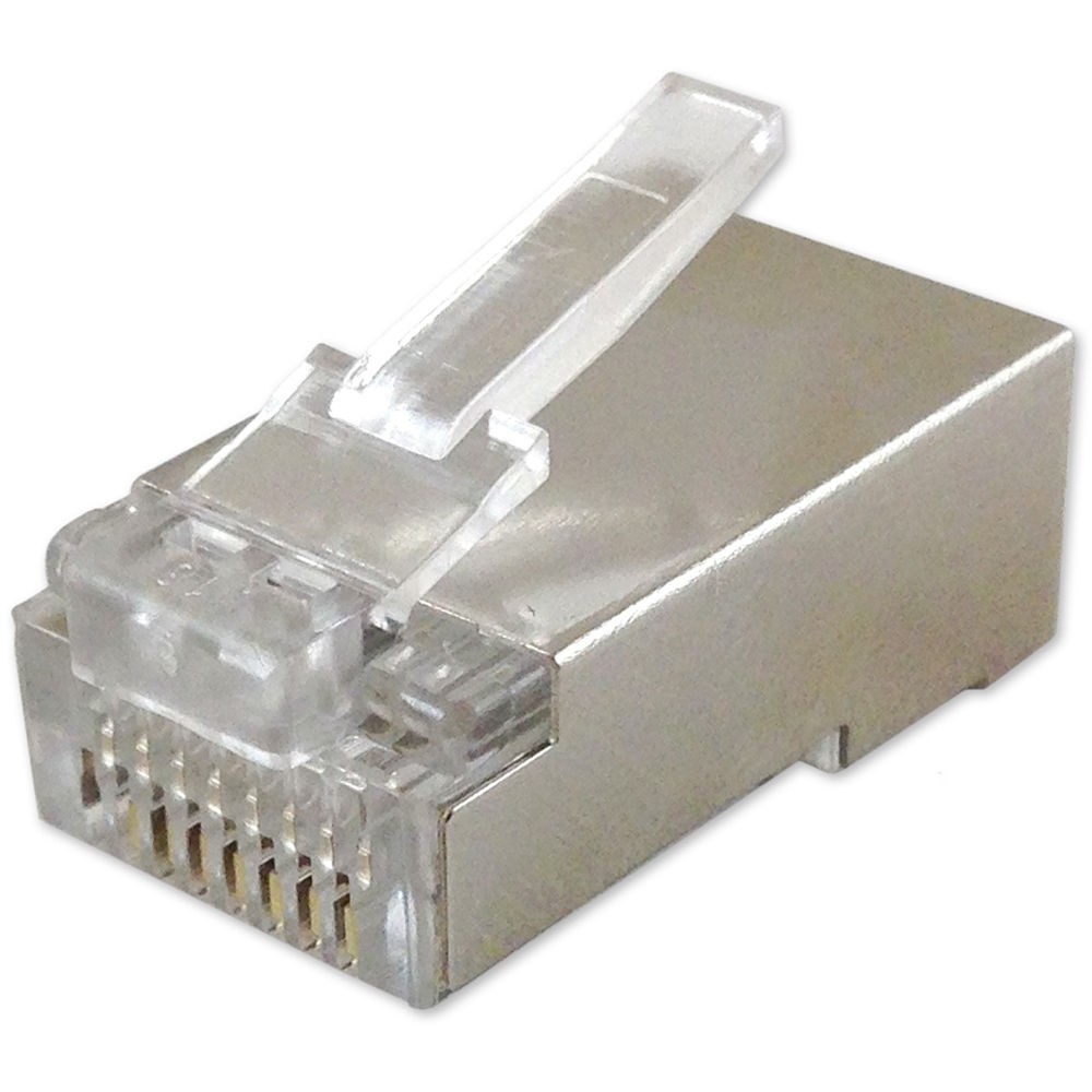 RJ45 Cat5e Modulaire plug, 8p8c, afgeschermd, ronde kabelingang massieve kabel