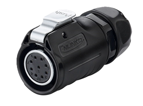 LP20 9-polige vrouwijke connector Snelle vergrendeling IP67/68 kunststof+metaal