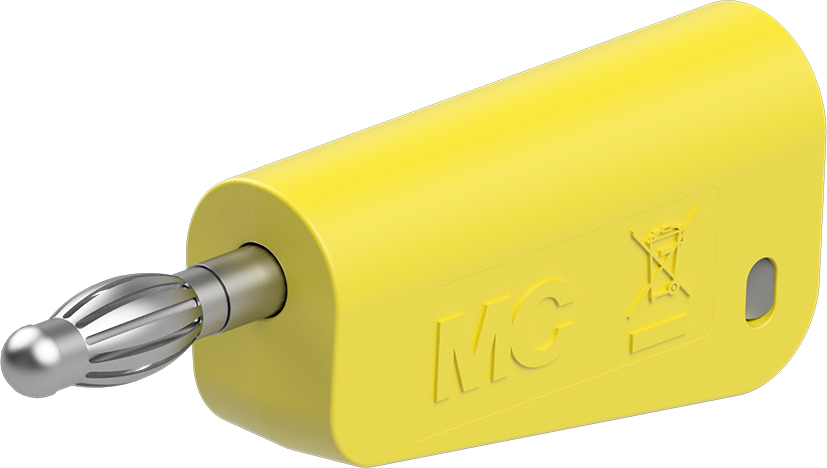 4 mm stekker compleet geel - LM-4N-30 geel