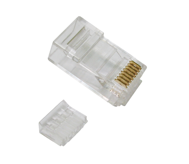 Modulaire stekker CAT6 met inzetstuk Bar, 8p8c (RJ45), met vergrendelingsgrendel, piercingtechnologie voor ronde massieve kabel