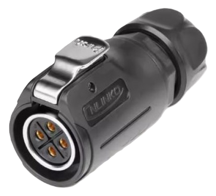 LP20 4-polige vrouwlijke connector Snelle vergrendeling IP67/68 kunststof+metaal
