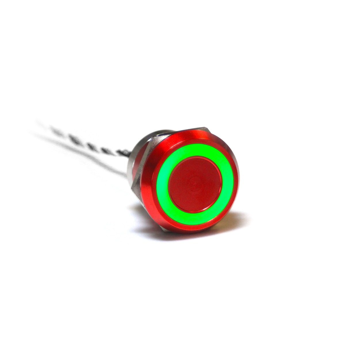 Capacitive switch, 25 mm, Normally Open ,Aluminium ,Red Anodised ,Green & Red LED ,12 VDC