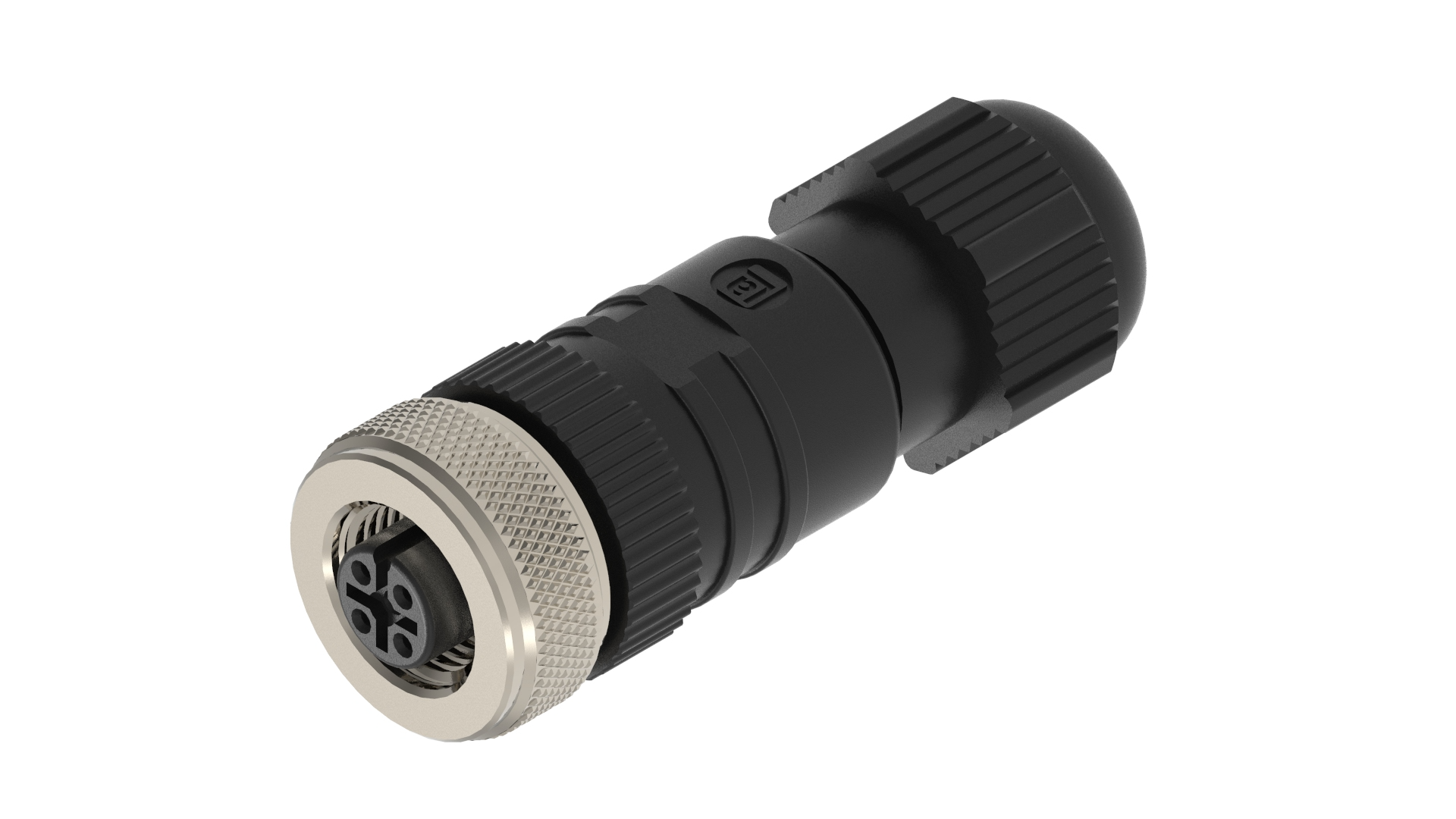 M12 veldaansluitbare connector.